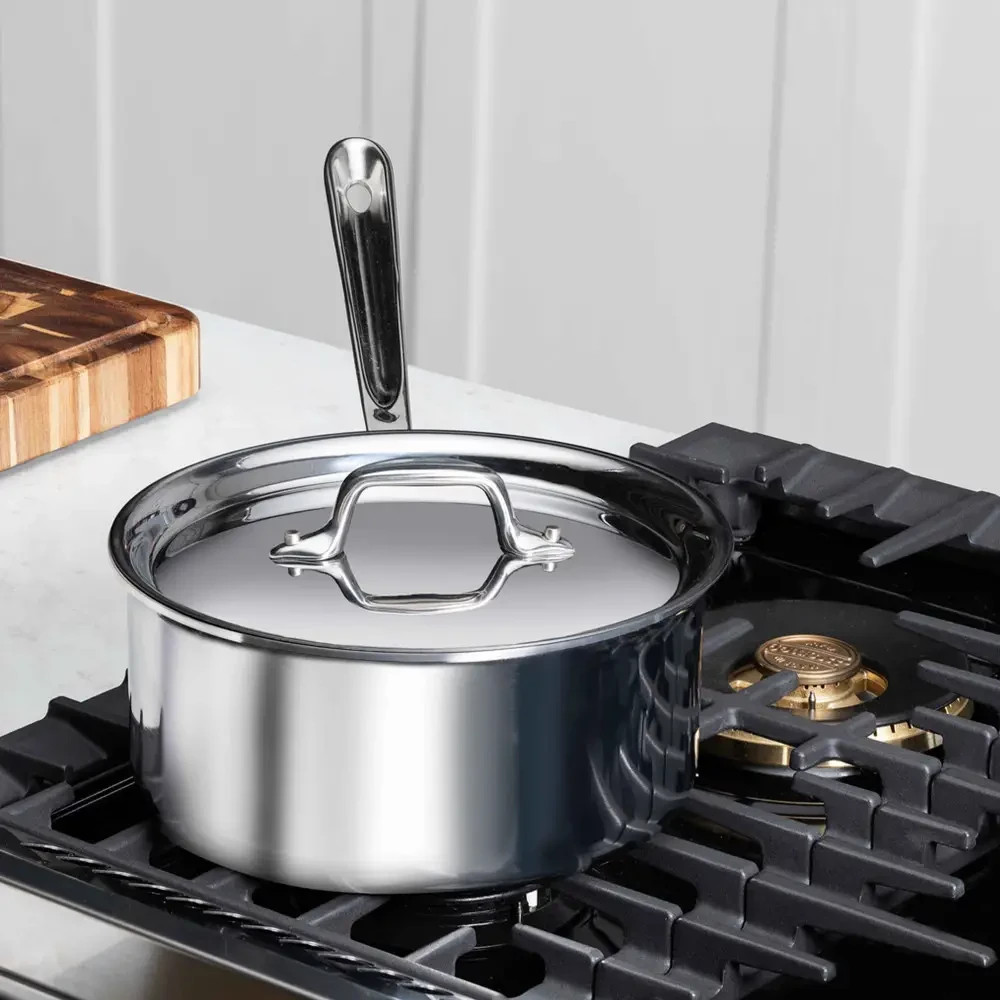 All-Clad 4201R Tri-Ply Stainless-Steel 1-qt Sauce Pan with lid