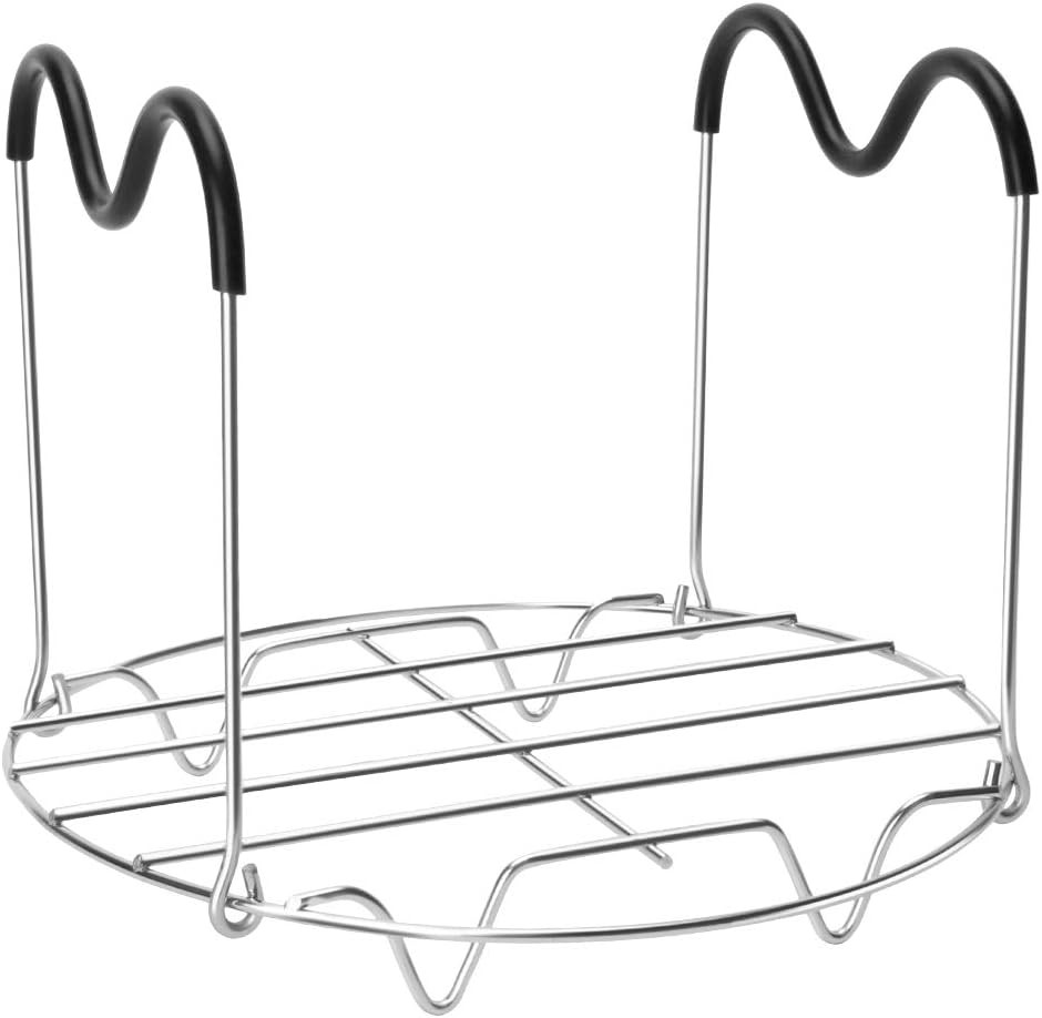 Steamer Rack Trivet with Heat Resistant Silicone Handles Stainless Steam Rack
