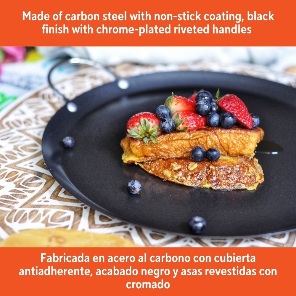 11 Inch Nonstick Round Carbon Steel Comal Pan with Metal Handles