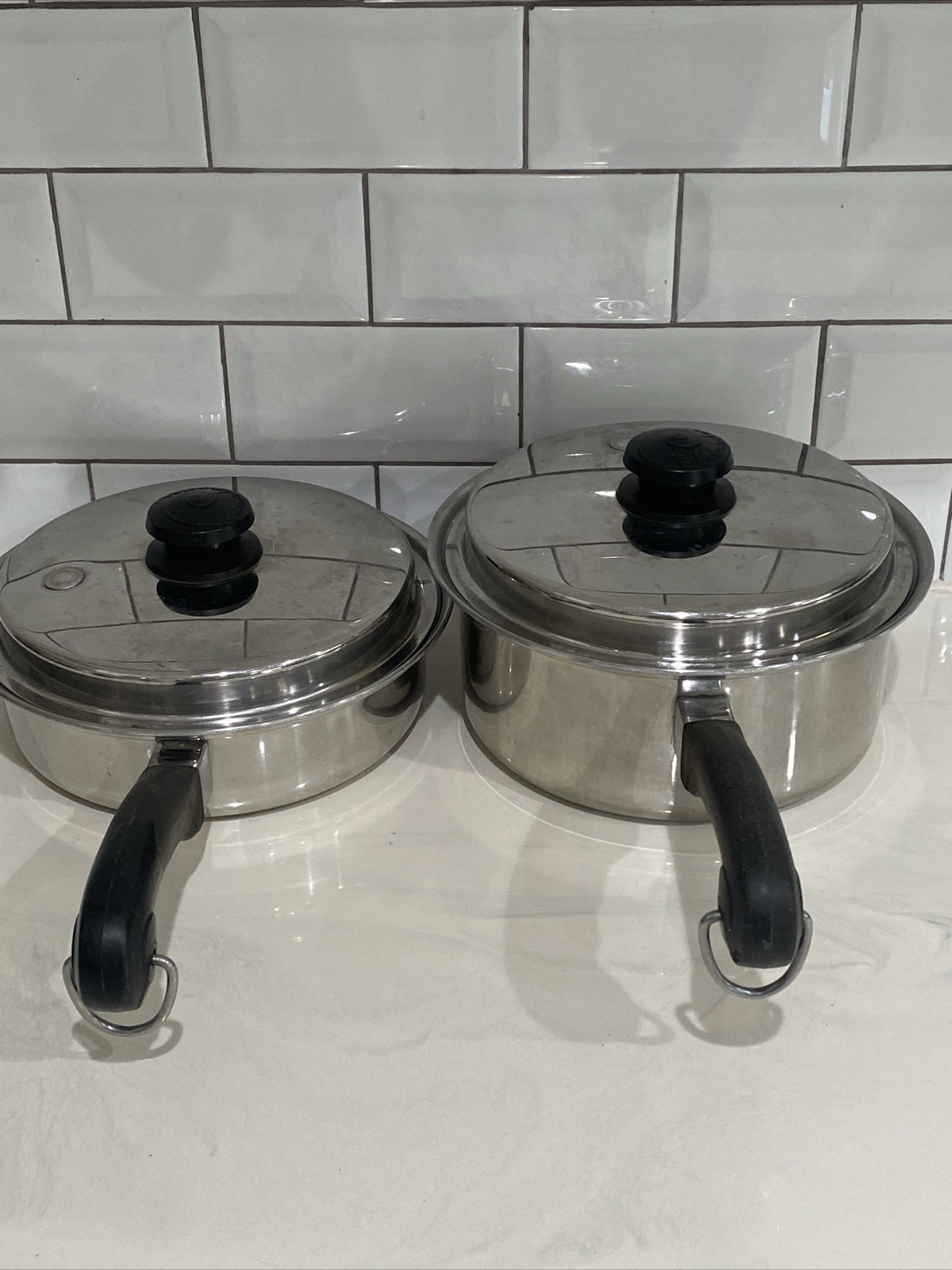 Saladmaster Cookware TP304S Stainless Steel Five Star 9”Fry/saute Pans With Lids