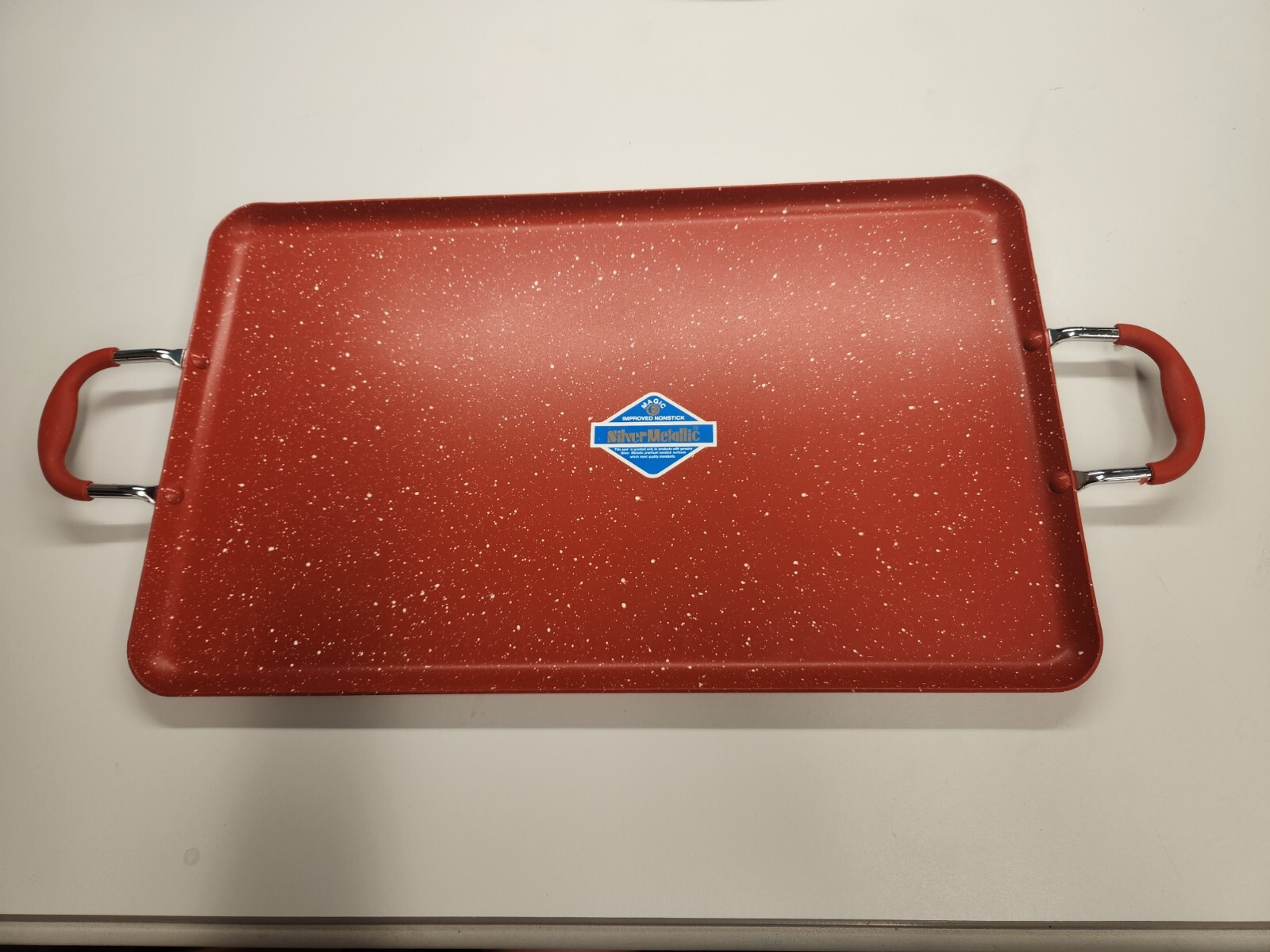Tasty Non-Stick Cast Aluminum Griddle Grill Pan, Red, 12″