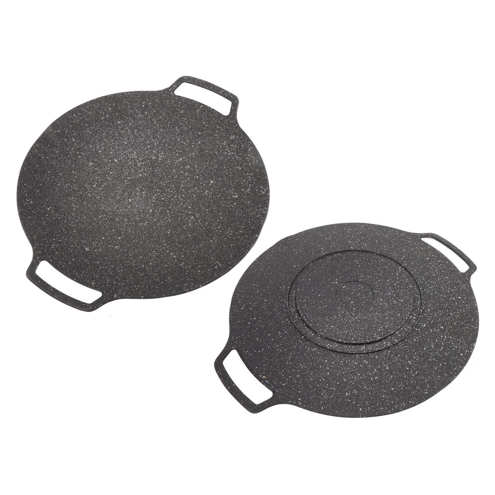 Korean Grill Pan 14.17 Inch Nonstick Round Griddle BBQ Plate with Handle