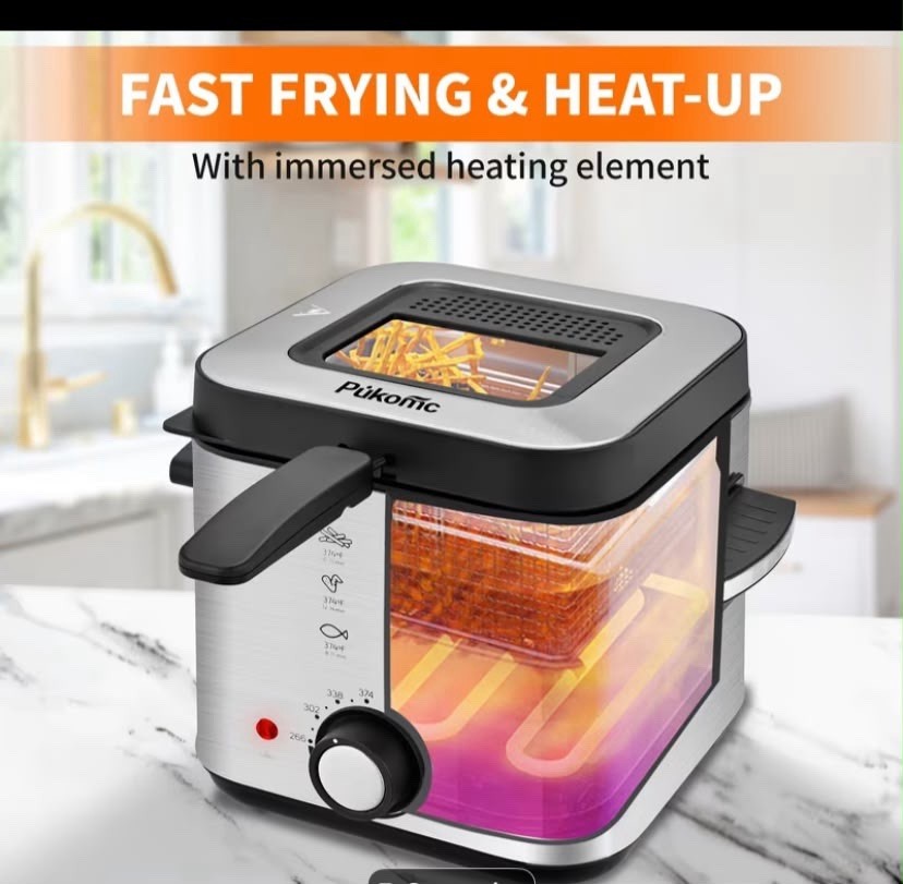 1500W Non Stick Frying Pan Adjustable Temperature & Detachable Basket 1.5L