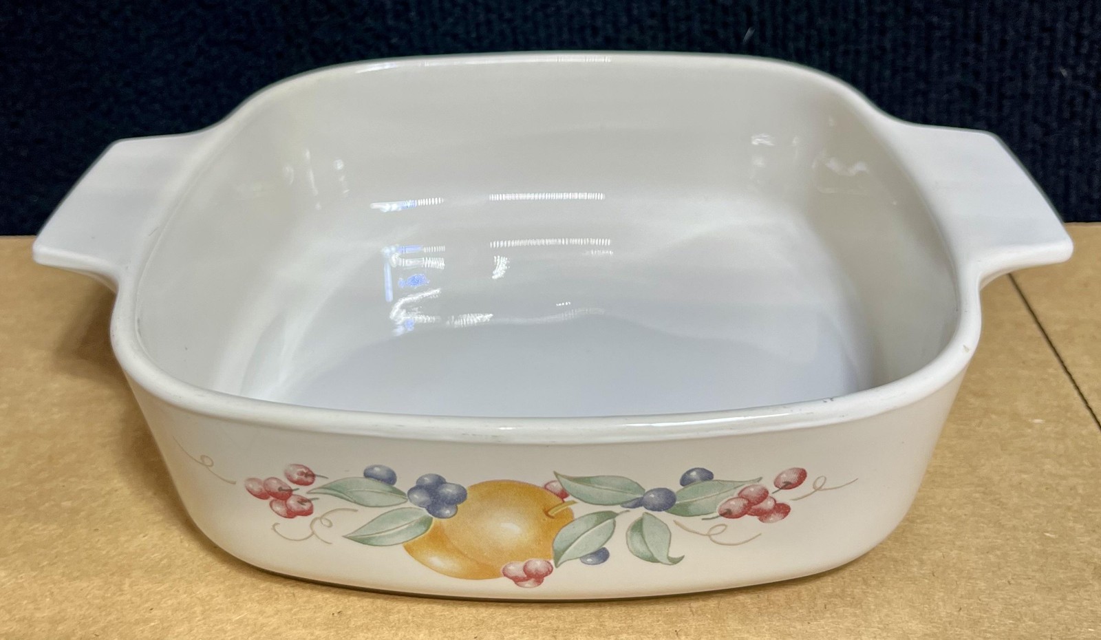 Corning Ware A-1-B Casserole Dish 1 Liter Abundance Fruit Pattern Square Baking