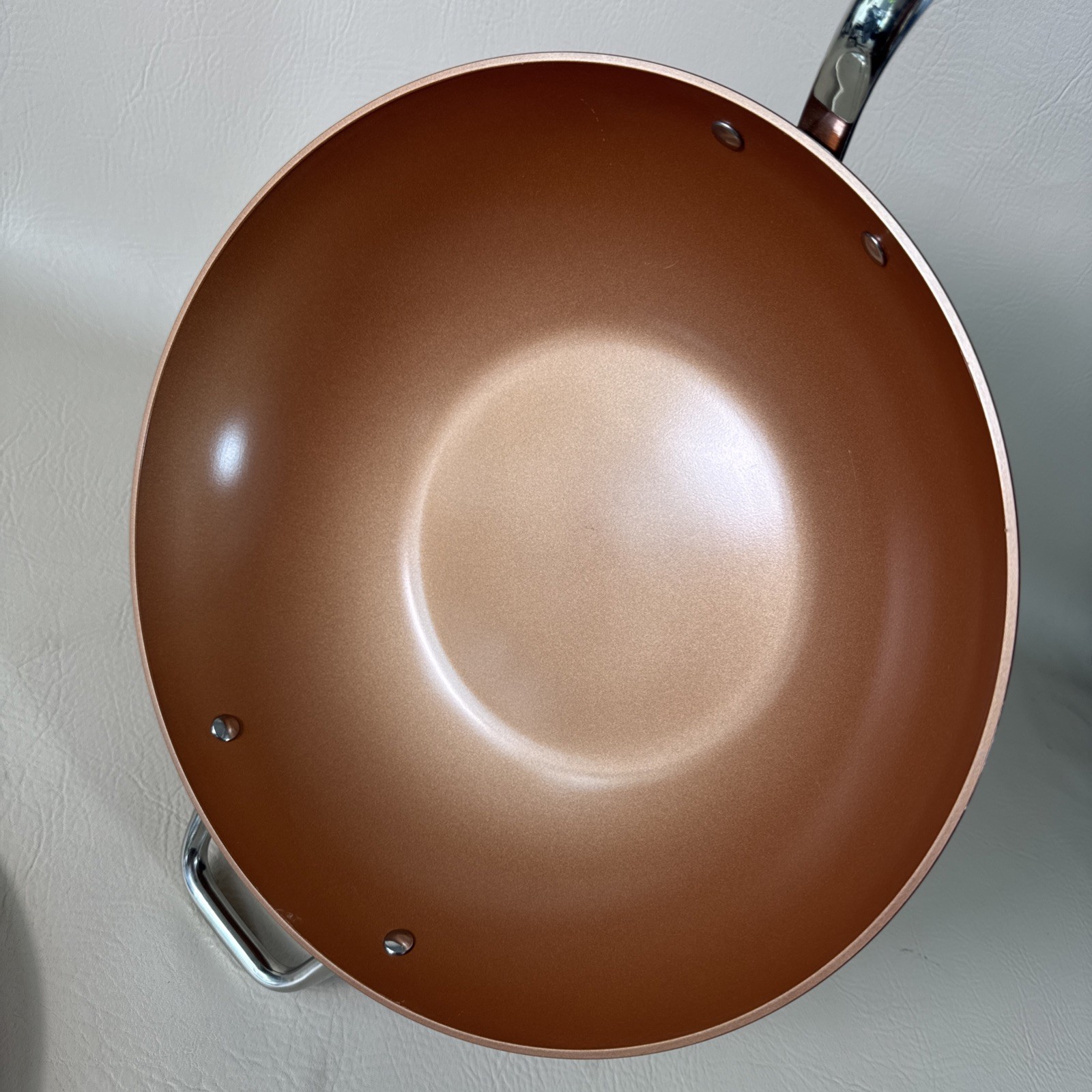 Simply Ming Copper Wok Large 13 In Non-Stick Pan With Glass Lid