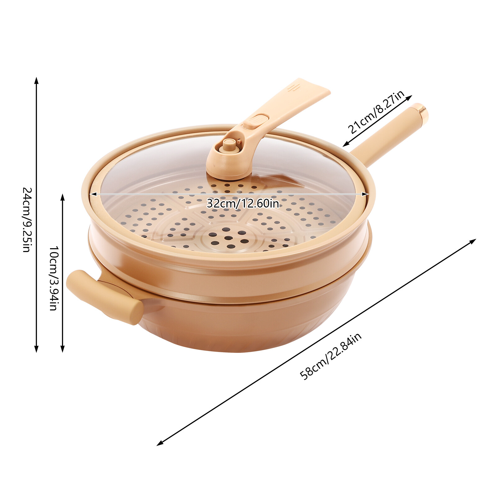 32cm Micro Pressure Cooker Pan – Die-Cast Aluminum Non-Stick With Steamer