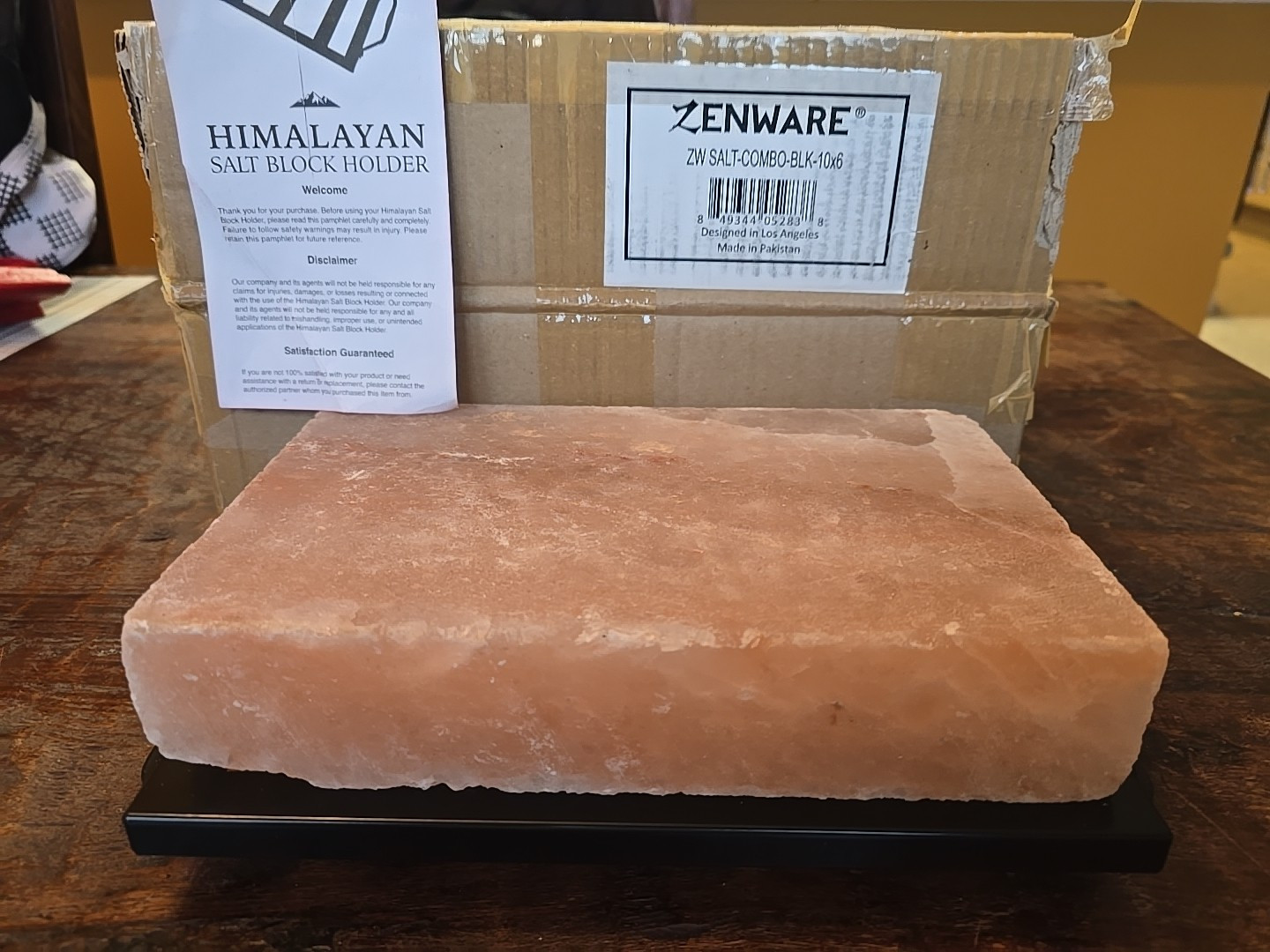 Himalayan Salt Block 10×6 Zenware Combo Holder/Salt Block New In Box