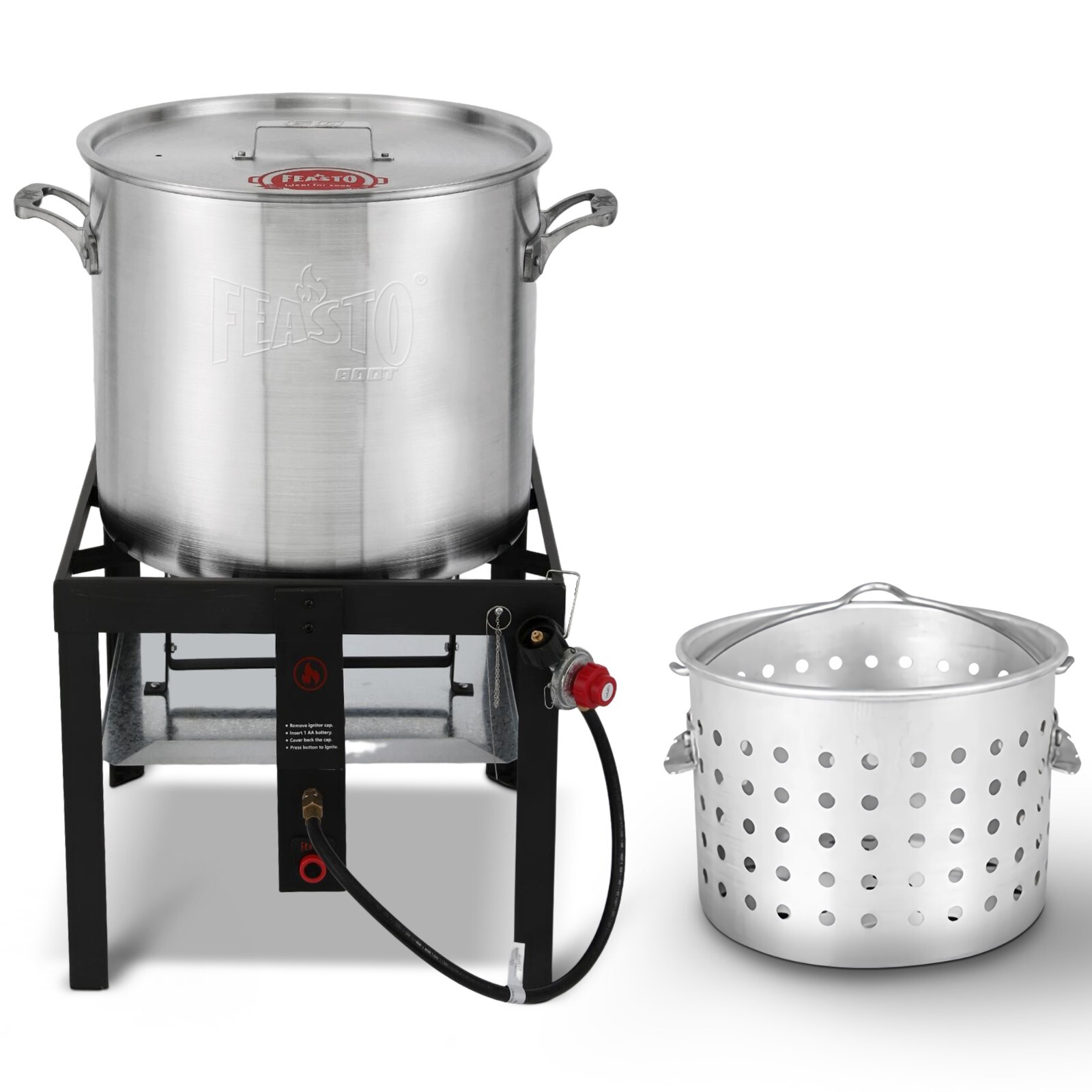 Feasto 80QT Outdoor Propane Aluminum Boiling Pot with Basket,Crab Steaming