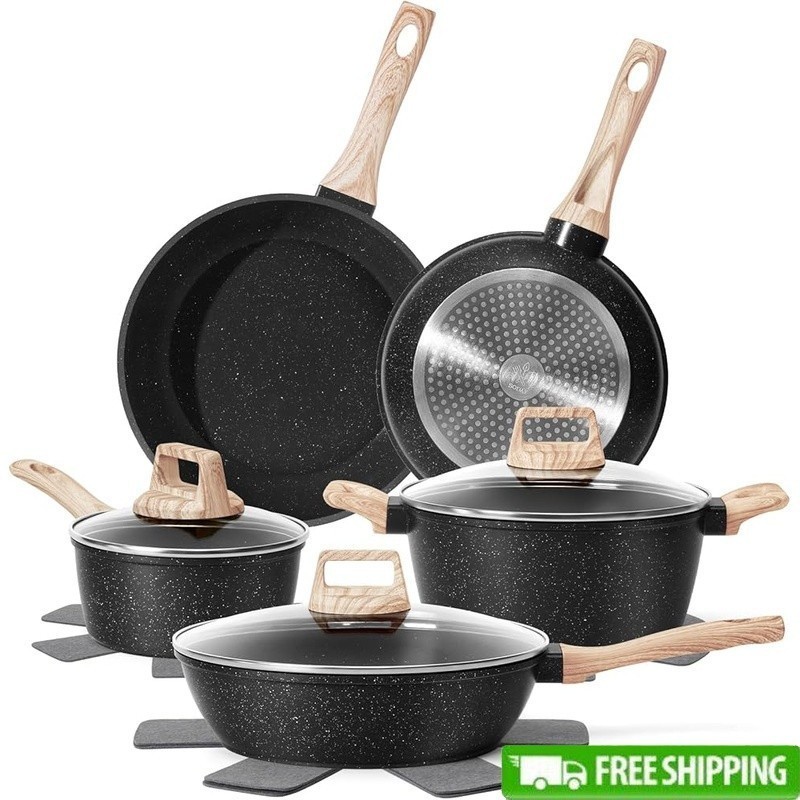 Nonstick Cookware Set 12 Pieces Frying Saute Casserole Pots Pans Cookware New