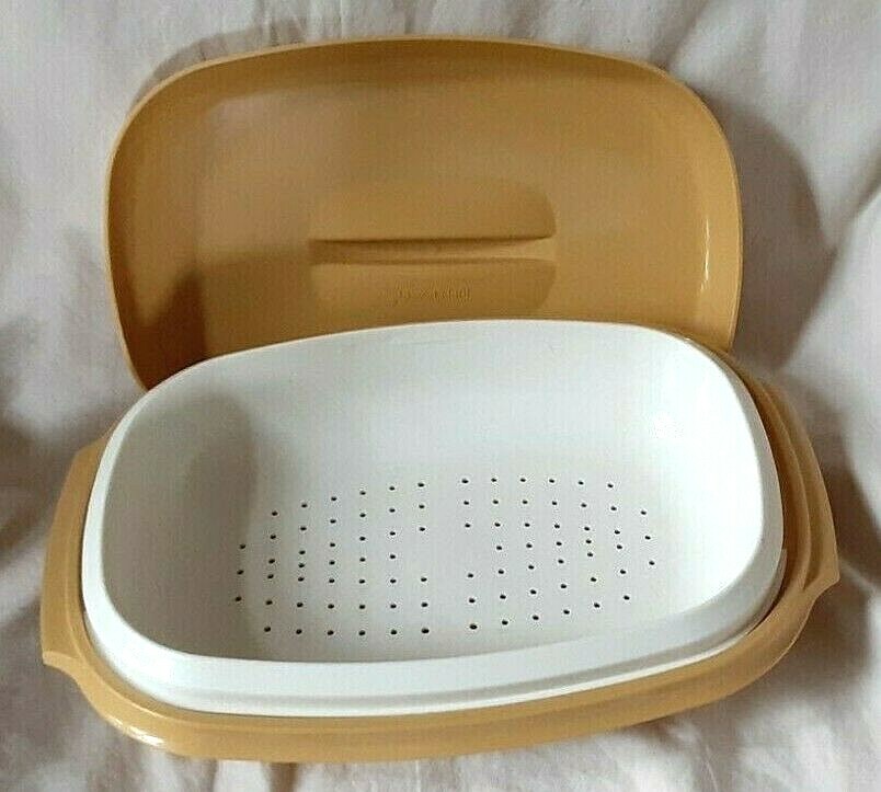 Vintage Tupperware 3 Piece Harvest Gold Vegetable Rice Steamer #1273 Microwave
