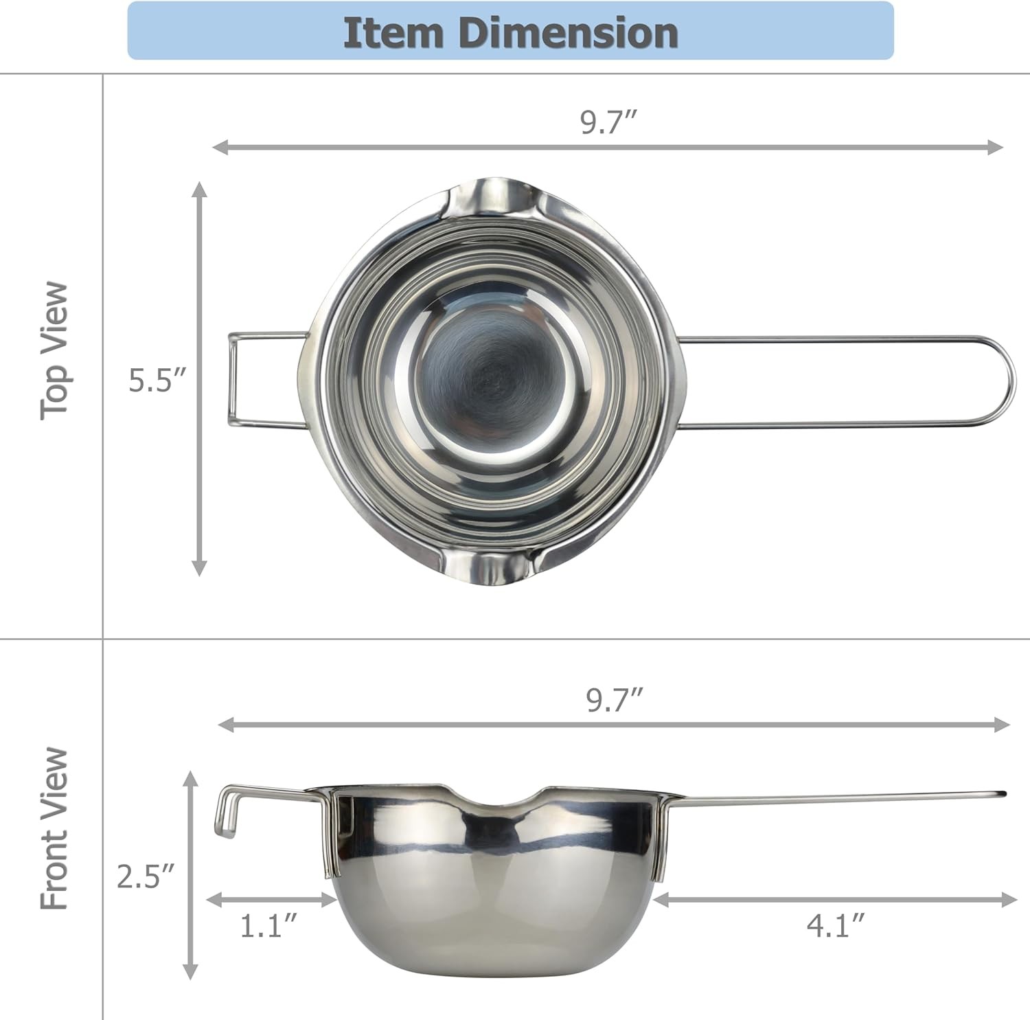 Stainless Steel Melting Bowl 400ML Double Boiler for Chocolate Candy Butter Wax