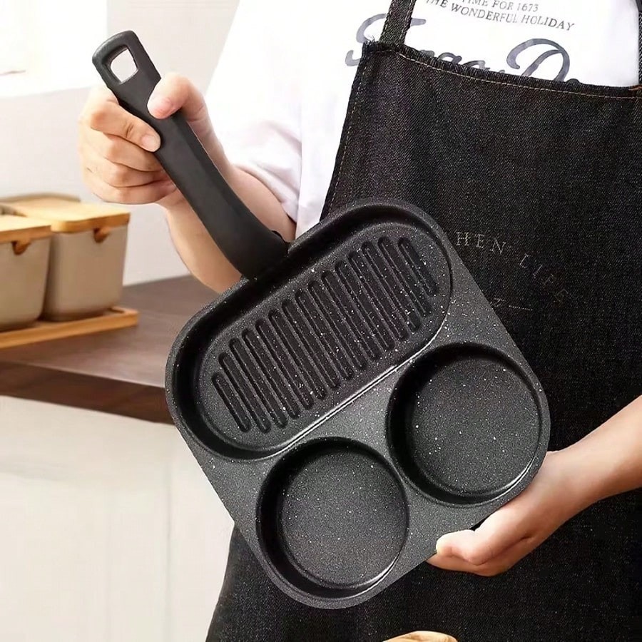 Non Stick Frying Pan Cast Iron Ultra Durable Scratch Resistant 3 in 1 Cookware