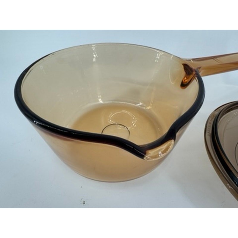 Corning Visions 1L Amber Glass Saucepan V-1-C Lid USA Vintage Pyroceram 1 Liter