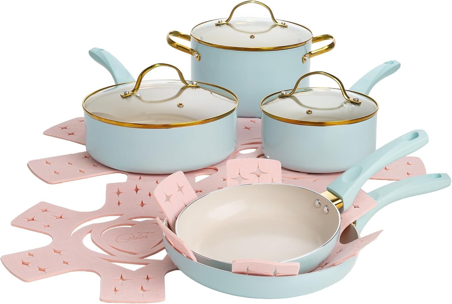 Paris Hilton Epic Nonstick Pots and Pans Set, Multi-layer Nonstick Coating, Temp