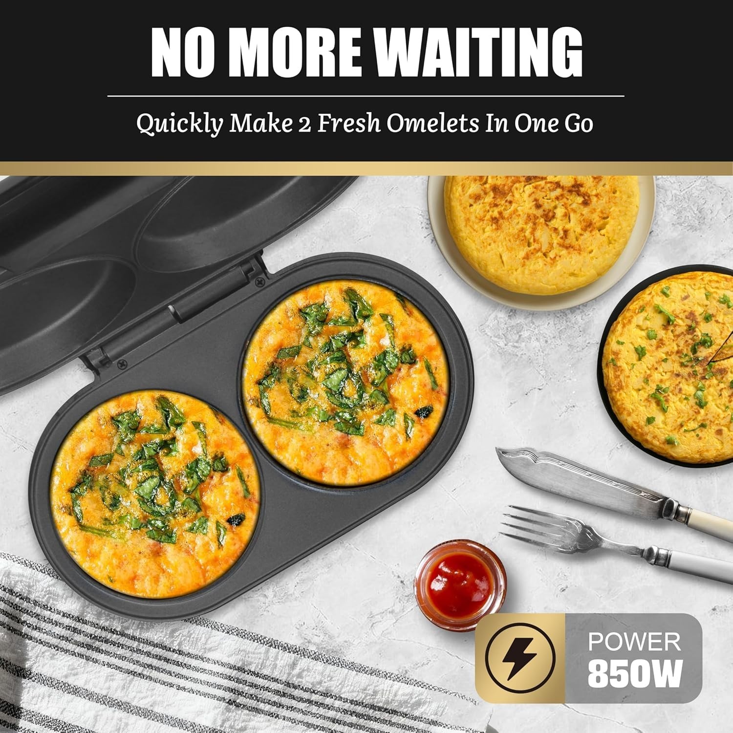 Omelette Maker Electric, Omelette Pan Nonstick, Dual Omelette Makers with 2 x…