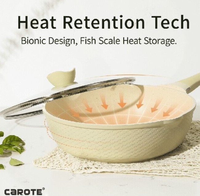 CAROTE ~ 2 Qt Saucepan w/Lid ~ Induction Stone Nonstick Aluminum/Granite ~ GREEN