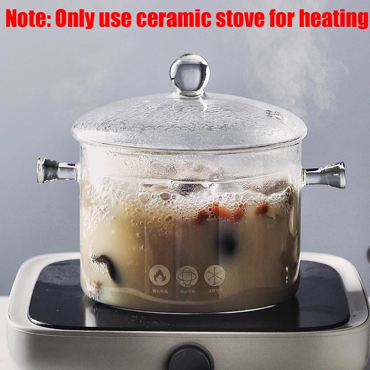 Glass Saucepan with Cover, 1.5L/50 OZ Heat-resistant Glass Cooking Pots, Glas…