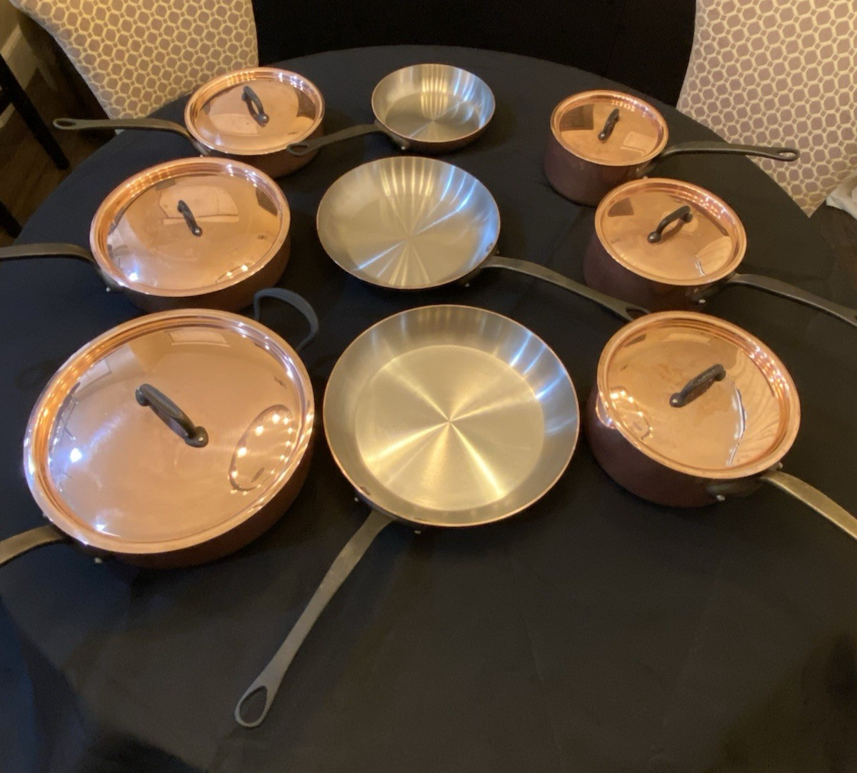 RARE Mauviel M250C 15 Pc Copper Cookware Set 2.5mm Stainless Lined France