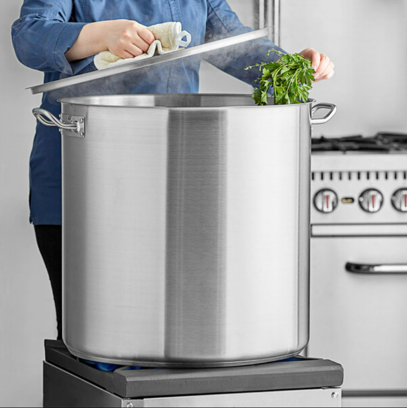 Commercial 100 Qt Stainless Steel Aluminum Clad Round Big Stock Pot w/ Lid Cover