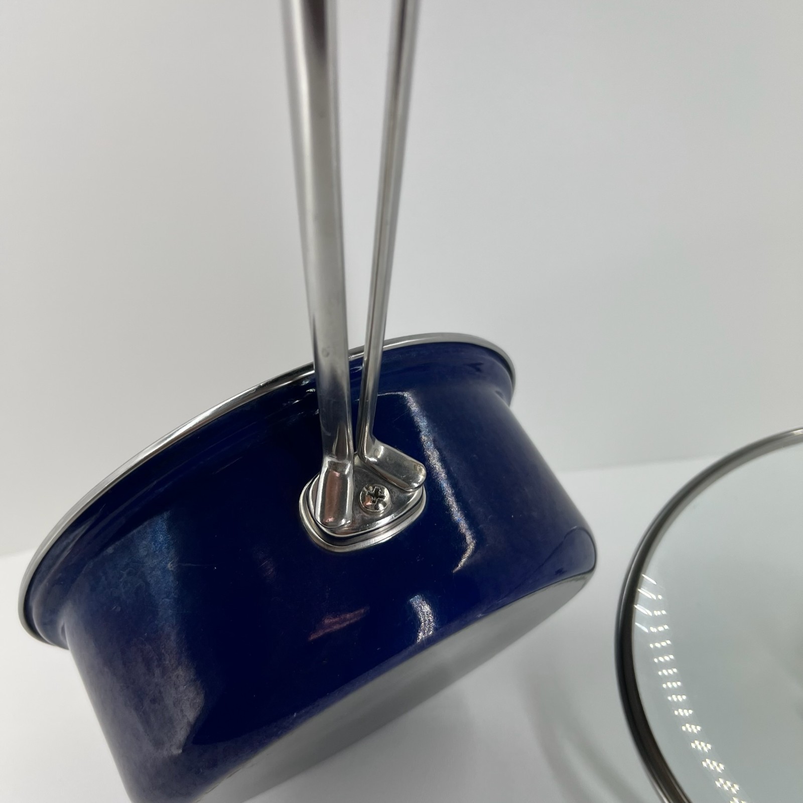 Chantal Enamel on Steel Saucepan Glass Lid Induction Cookware 8.5″ Cobalt Blue