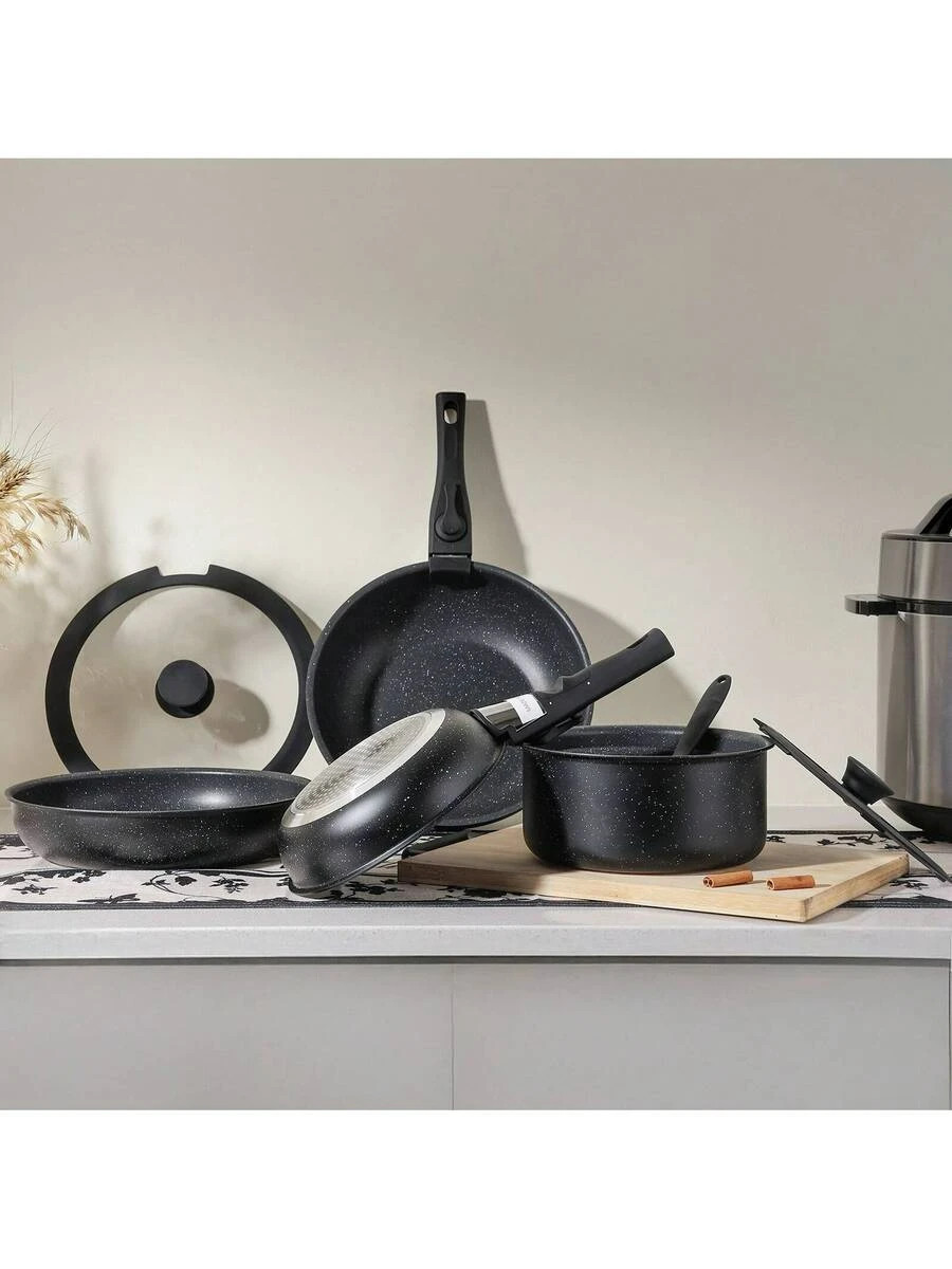 12-Piece Nonstick Pots Pans Set Removable Handles Home Cooking