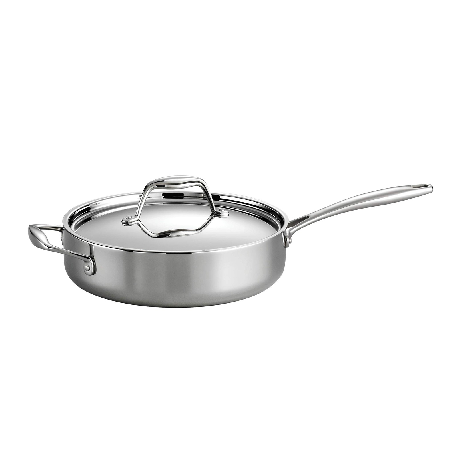 Tri-Ply Clad Stainless Steel 3-Quart Saute Pan with Lid, Induction-Ready, NSF