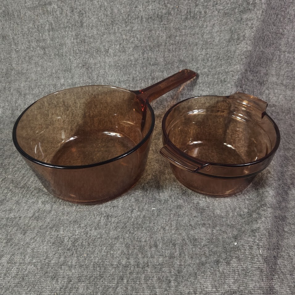 Corning Vision Ware Amber V-20-B Double Boiler w 1.5 L Pot Pyrex NICE COND