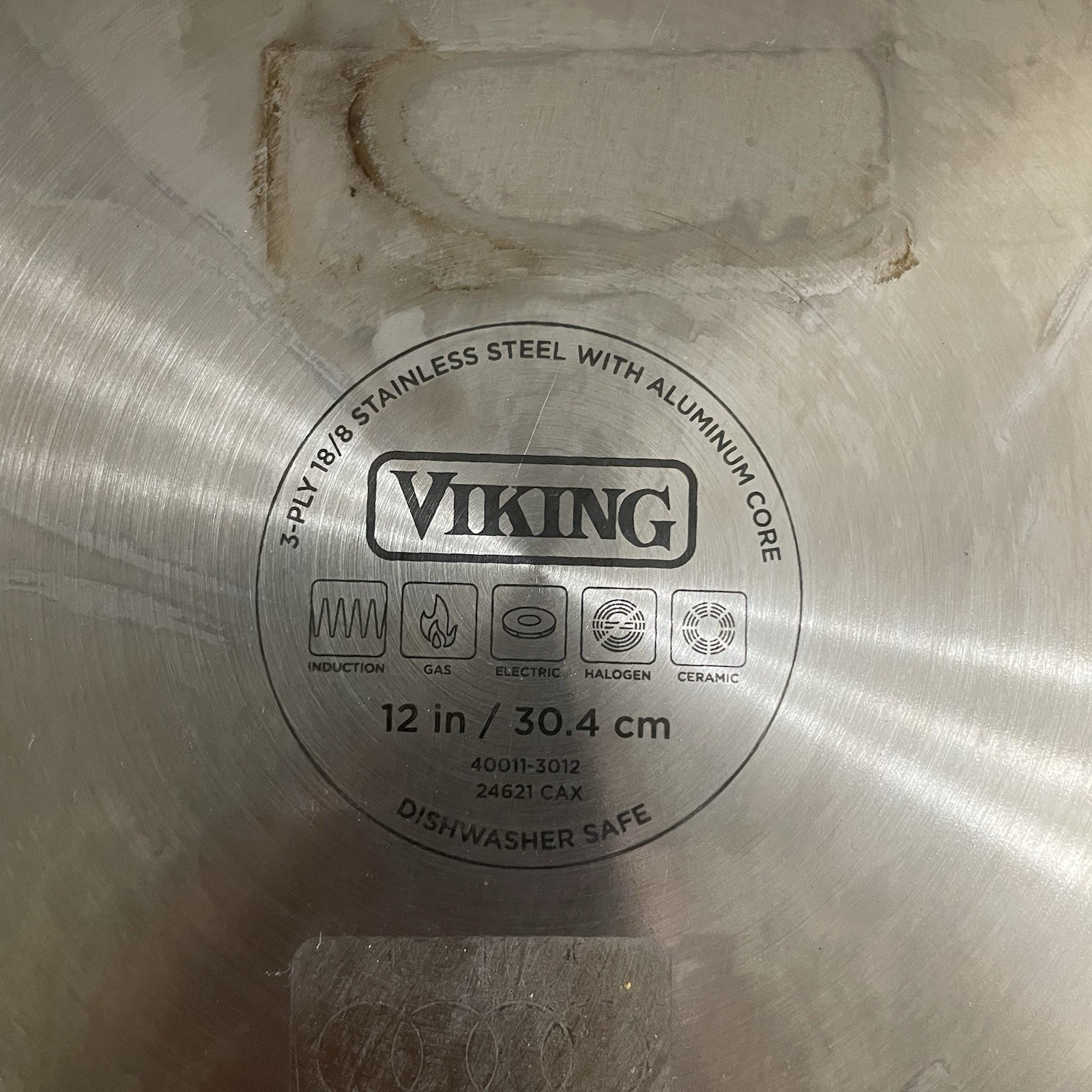 Viking 12” 18/8 Stainless Steel Fry Pan 3- Ply Bonded W/Aluminum Core