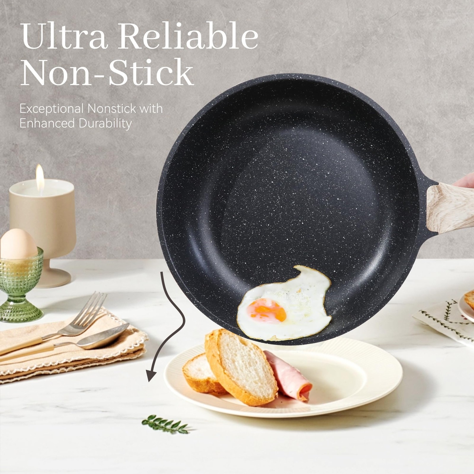 Pots and Pans Set, Nonstick Kitchen Cookware Sets，23Pcs Black Granite Inducti…