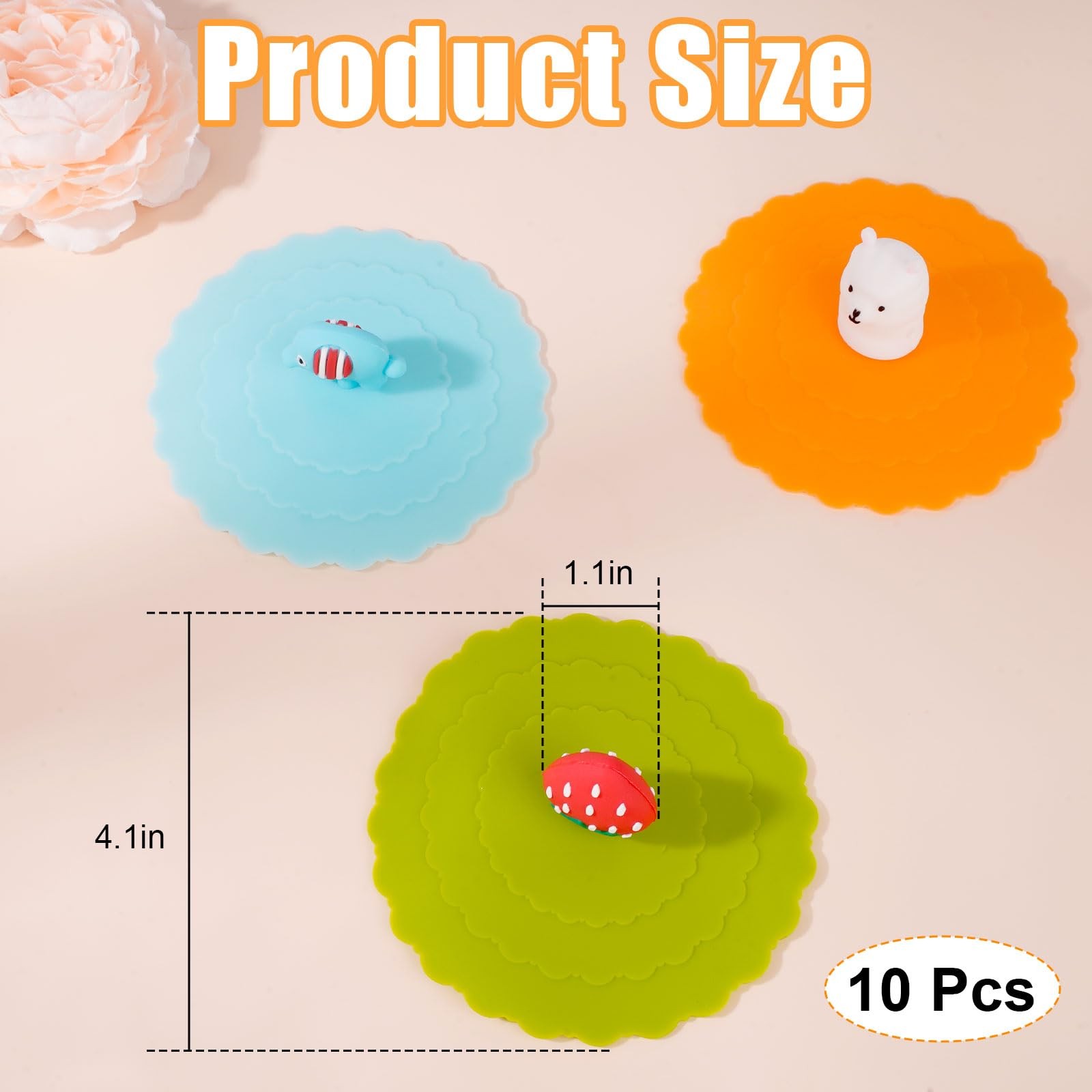 10 Pcs Silicone Cup Lids for Cups, Mugs, Beer Glasses, Reusable Food Grade An…