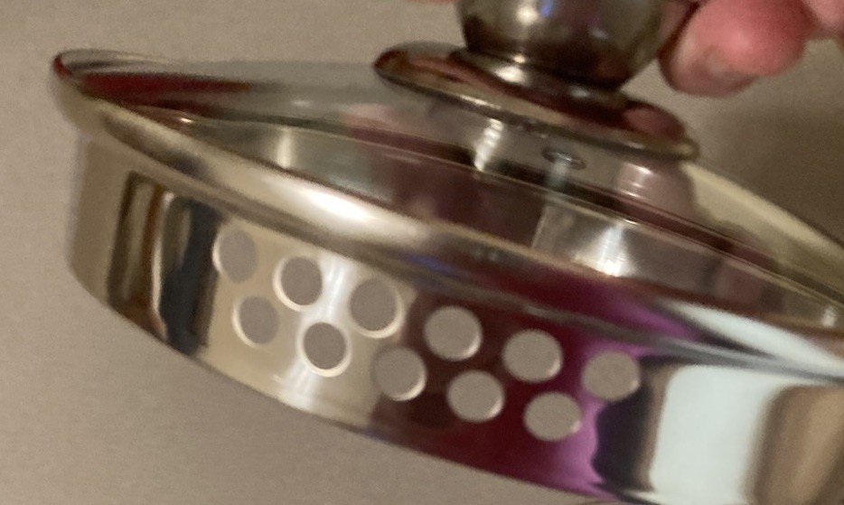 Unbranded 5-1/2 inch Pot Lid w/ Steam Release & Strainer!