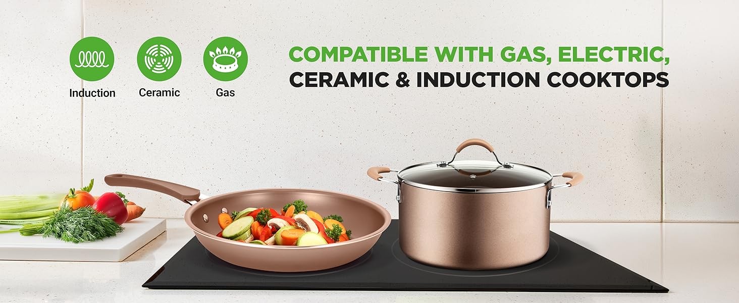 Nutrichef 20 Piece Professional Home Kitchen Cookware and Bakeware, Pots and