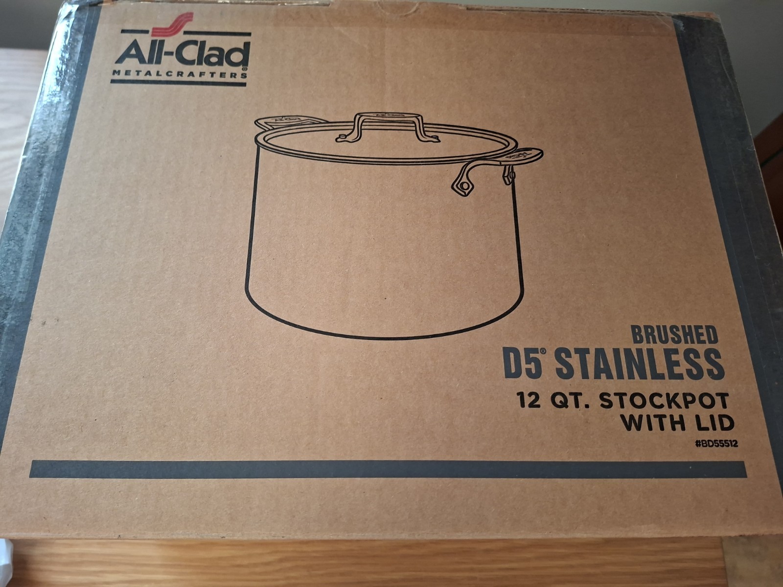 All Clad BD5 #5512 Brushed Stainless Steel 5Ply 12 QT stock Pot Retail $515!
