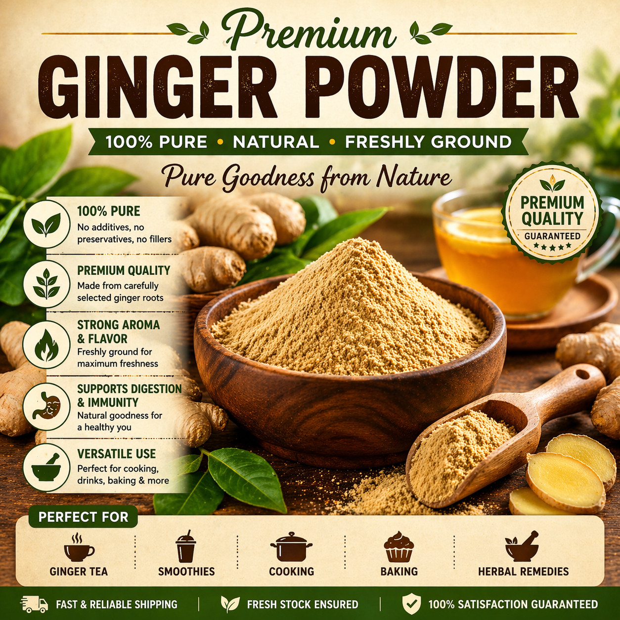 Premium Ginger Powder 100% Pure Natural Ground Ginger No Additives