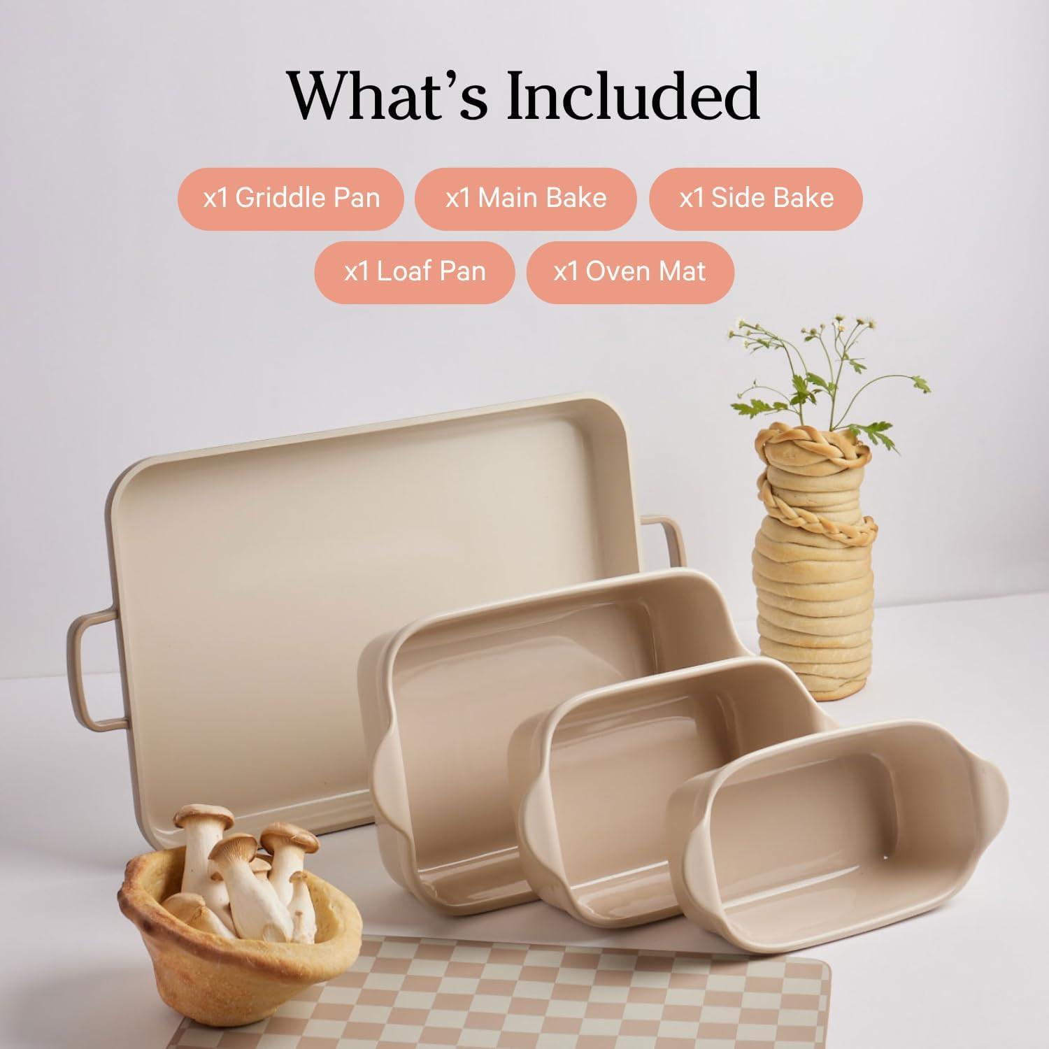 5-Piece Nonstick Bakeware Set – Oven Safe, Toxin-Free, Space-Saving Design