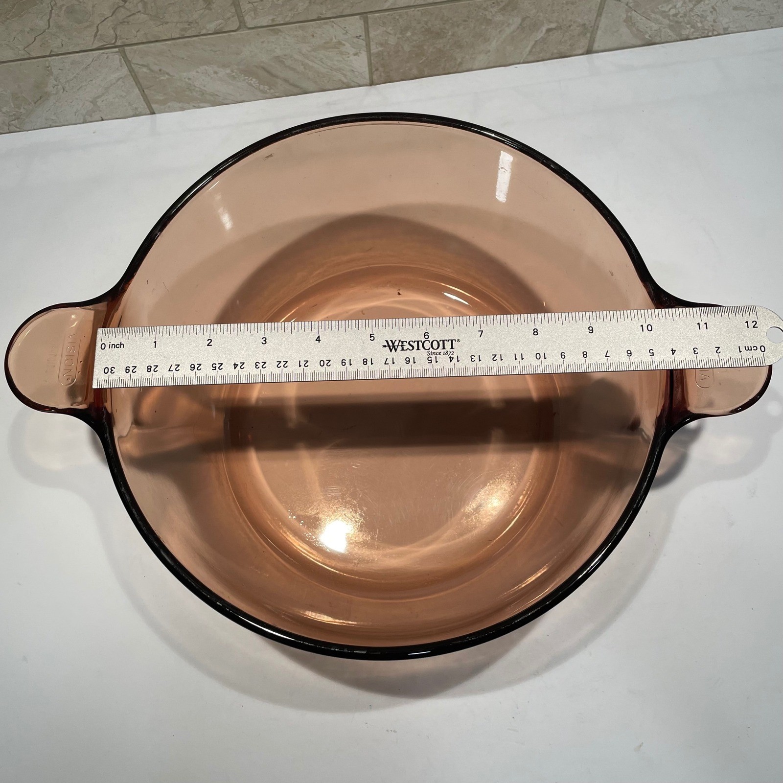 Visions Corning Amber Glass 4.5 L Round Dutch Oven Stockpot Made in USA No Lid