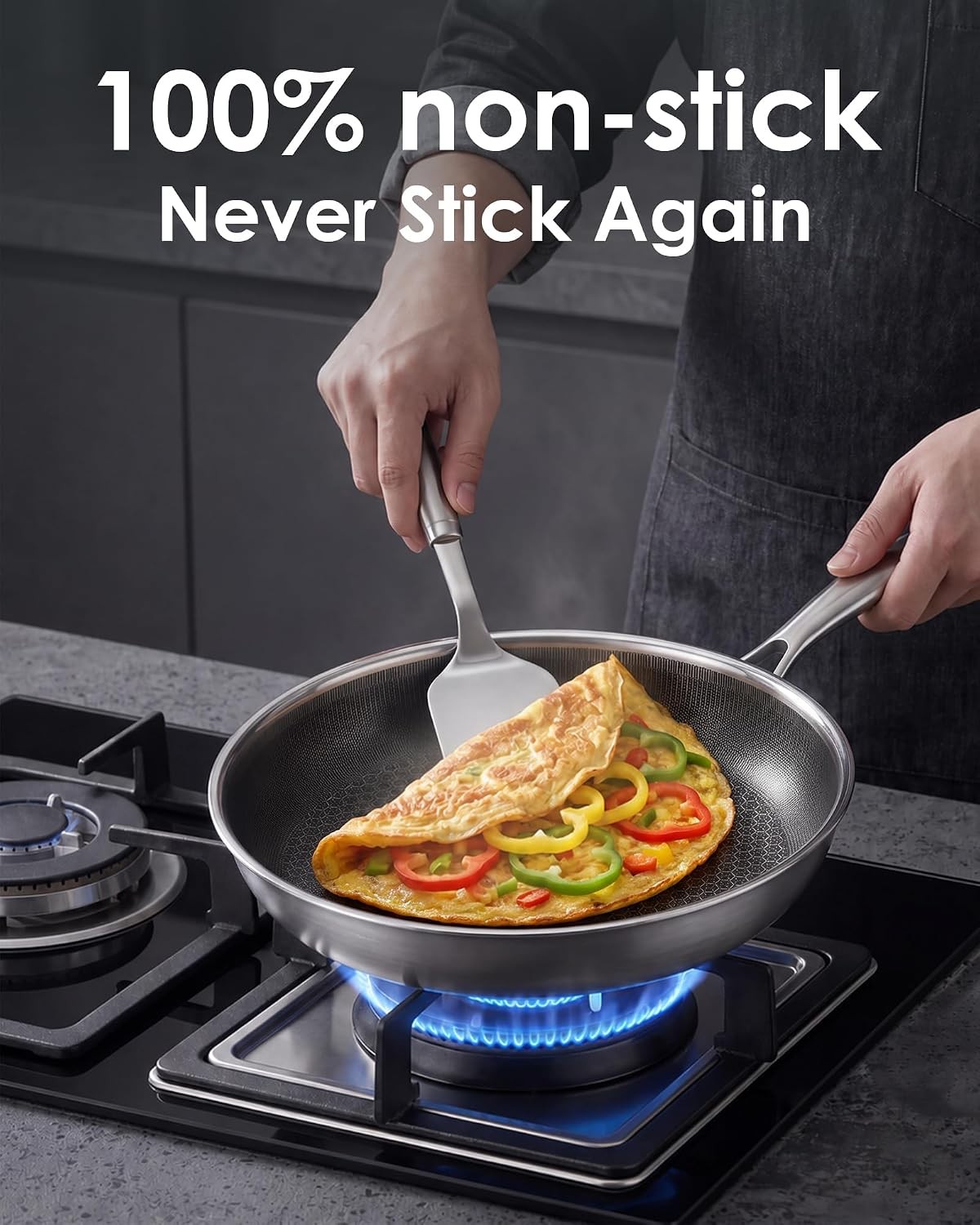 12″ Titanium Pans for Cooking,non-stick,Dishwasher safe | PFAS/PFOA/PTFE-Free,ea
