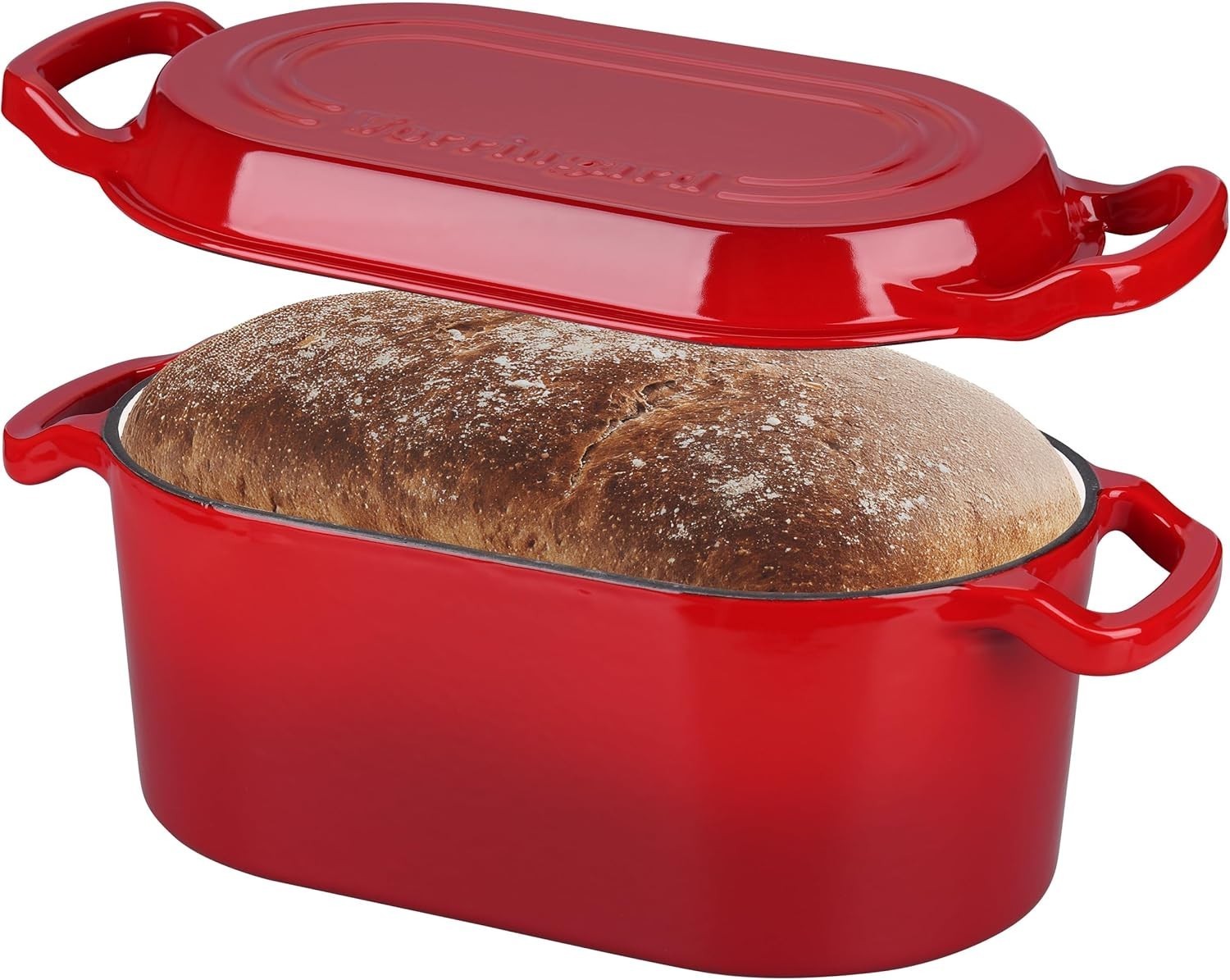 4 Qt Oval Dutch Oven Pot Enamel Coating Cast Iron Baking Bread Pans Cooking Red