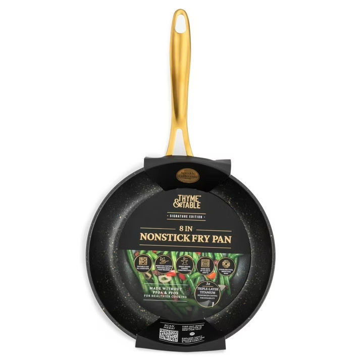 Thyme & Table Non-Stick 8-Inch Fry Pan, Signature Collection Black & Gold