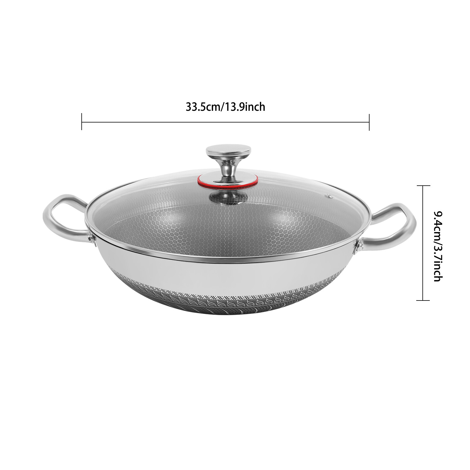 Skillet With Lid 13.19” Non Stick Paella Pan Stainless Steel Frying/Cooking Pan