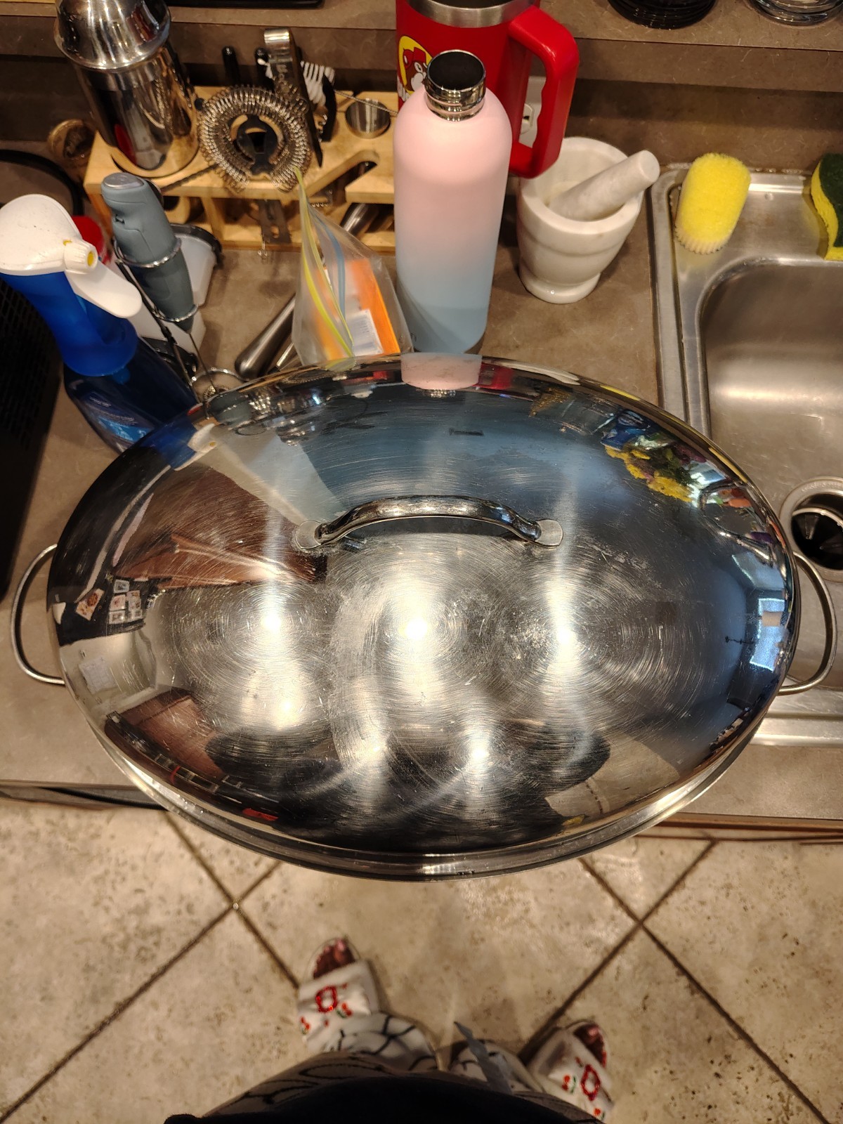 Culinary Essentials Brand Used Stainless Steel Oval Roasting Pan With Domed Lid