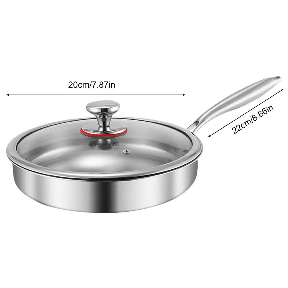 Titanium Frying Pan with Glass Lid Non-stick Even-heating Skillet Uncoated