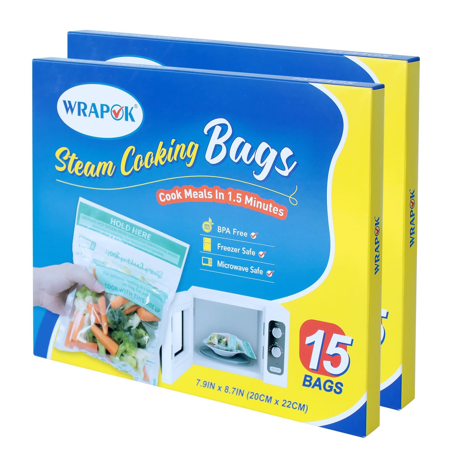 Microwave Steamer Bags 30 Pack 7.9×8.7 inch Zip Steam Vegetable Cooking Bag
