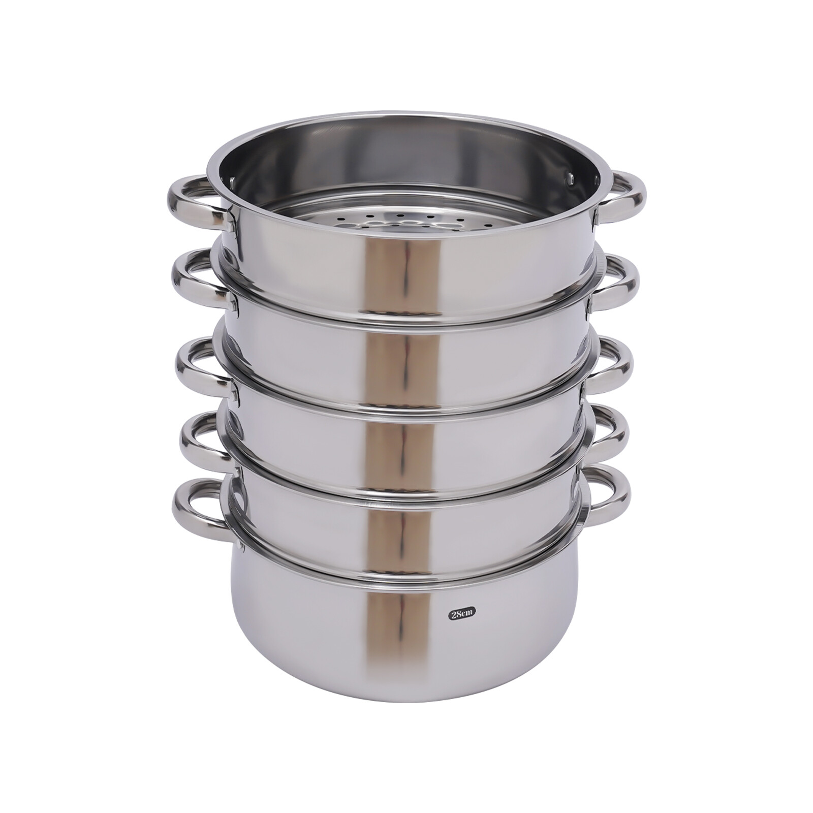 5 Tier 28cm Stainless Steel Steamer Set Dumpling Manty Steamer Pot Glass Lid