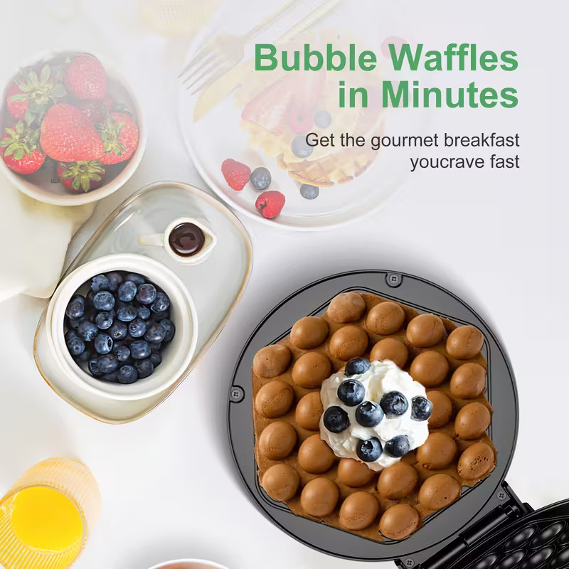 7-Inch Electric Grill for Making Bubble Waffles, Perfect for Hong Kong-Style Egg