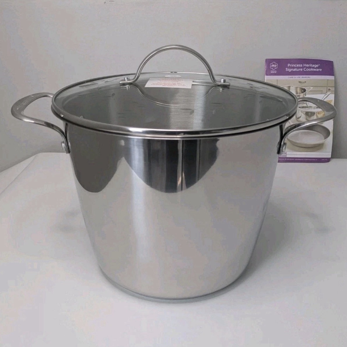 Princess House 9 qt Stainless Stockpot w/ Glass Lid Induction Ready