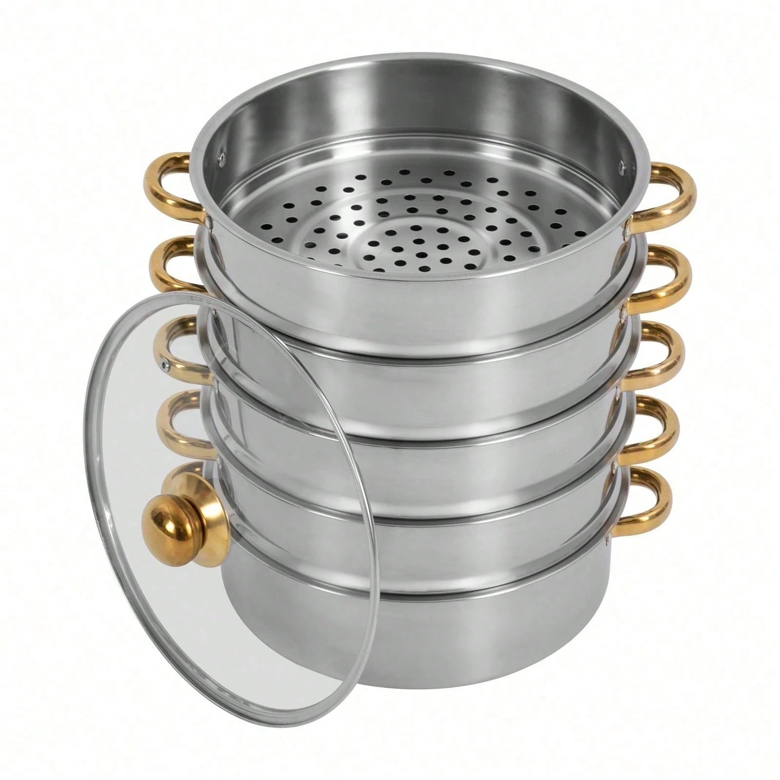 5-Tier Stainless Steel Steamer Pot Set Multipurpose Kitchen Cookware Steaming