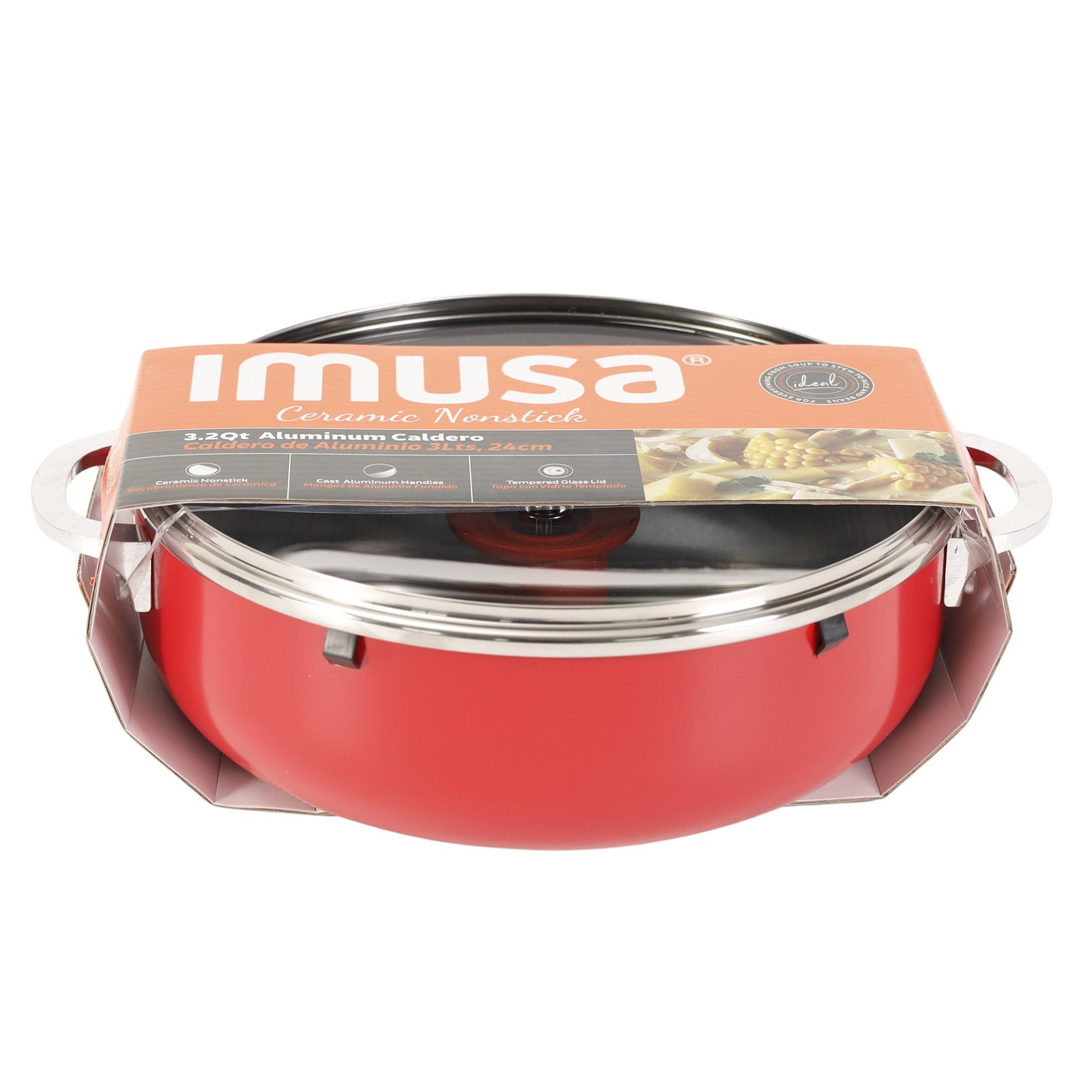 3.2 Quart Ceramic Caldero Red W/ Lid & Dishwasher Safe Oven Safe