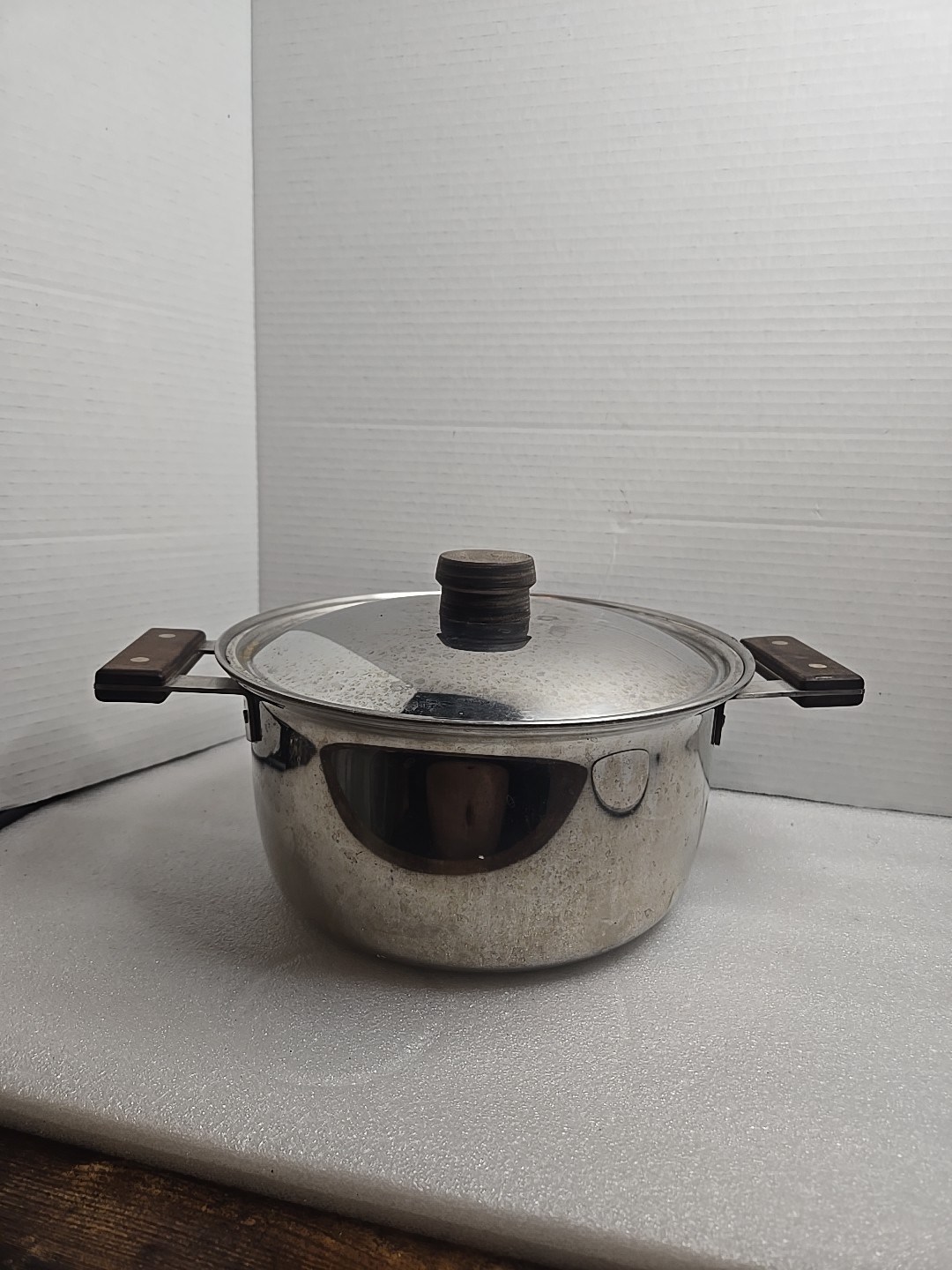 VTG Farberware Cookware Tri-Ply Double Wood Handle Stock Pot 4Qt With Lid