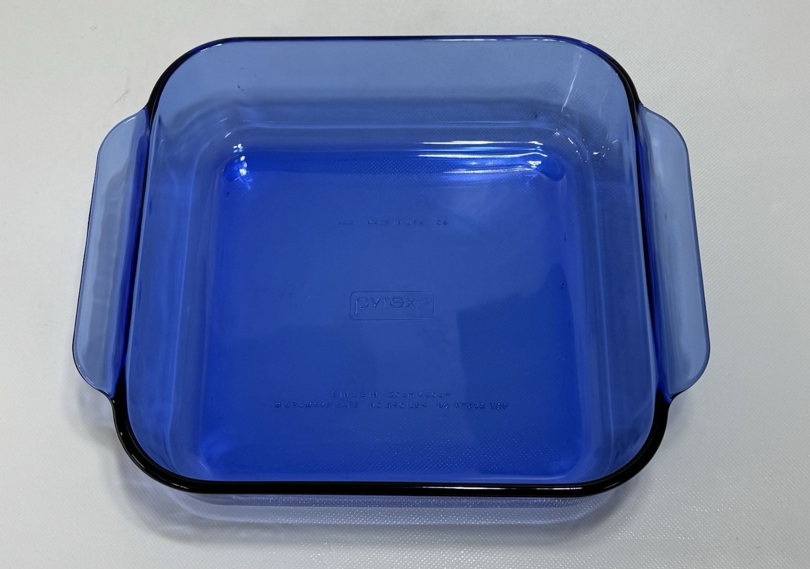 Pyrex Cobalt Blue 2 Qt Square Baking Dish 222-R 8×8 Vintage Glass Oven USA